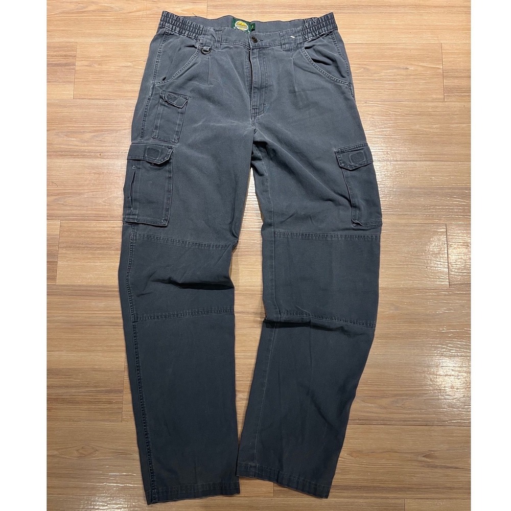 Cabelas Mens Cargo Pants Elastic Waist Utility Multi Pocket Gray 33 Reg